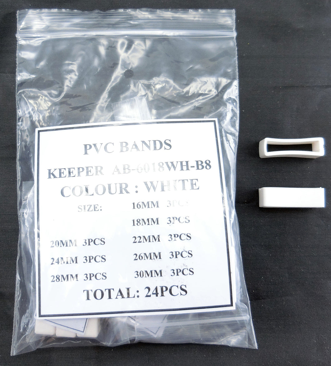 WHITE PVC BAND KEEPERS SZ 16-30 @3X8