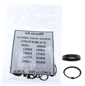 BLACK LEATHER STRAP KEEPER SZ 10-30 @3X9
