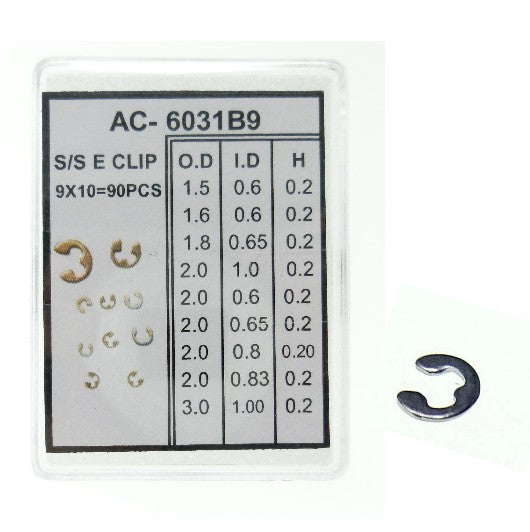 S/S E-CLIP KIT 9 SIZES @10X9=90PCS