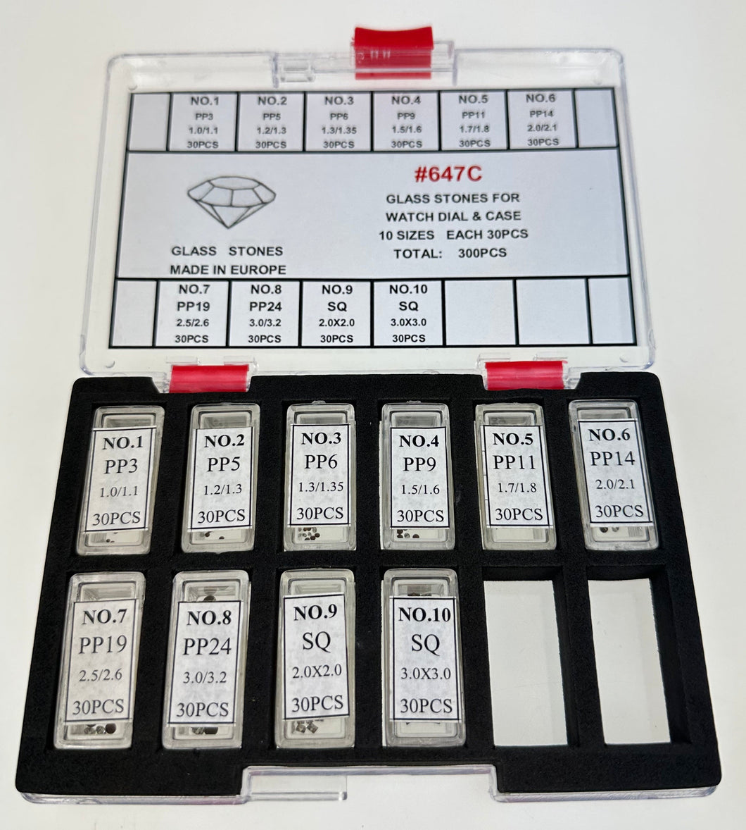GLASS STONE KIT W/FOILBACK FOR BANDS-300PCS