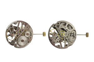 MOVEMENT CHINESE 2650SS, SIZE 12''', SILVER PLATED CHINESE MECHANICAL SKELETONIZED MANUAL WIND, 3 HANDS, STANDARD HAND HEIGHT