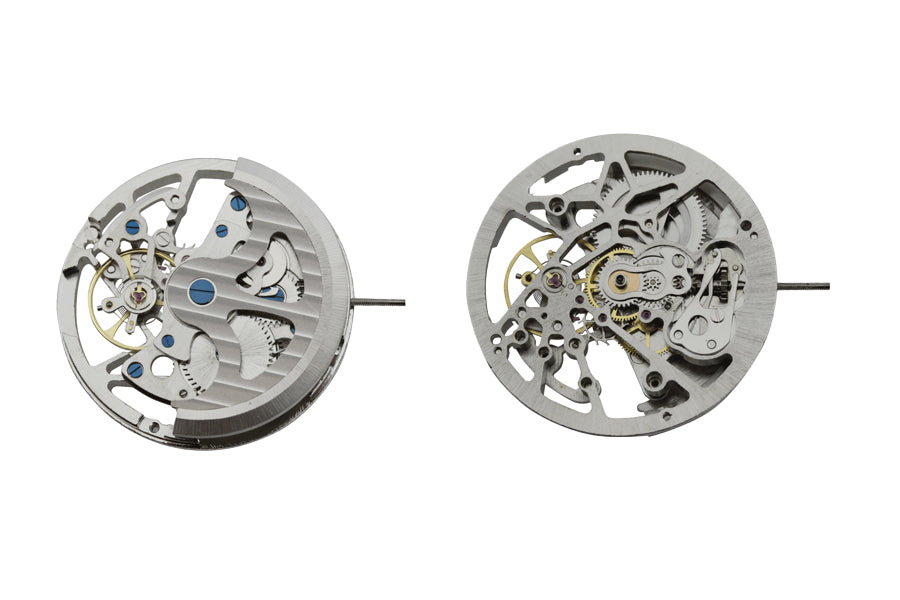 MOVEMENT CHINESE G3265ZH, SIZE 14 1/2''', SILVER PLATED SKELETONIZED AUTOMATIC WIND, 3 HANDS, STANDARD HAND HEIGHT