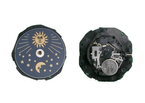 MOVEMENT TMI PC39A, SIZE 10 1/2''', 3 HANDS, STANDARD HAND HEIGHT, SUN & MOON AT 12
