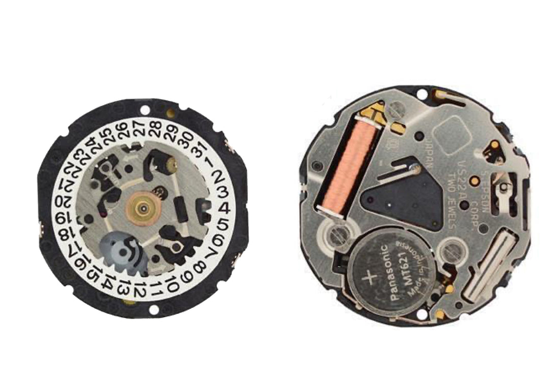 MOVEMENT TMI VS22B, SIZE 7 3/4''', 3 HANDS, STANDARD HAND HEIGHT, TYPE M, LASER MARKING 4 IN THE MOVEMENT, DATE AT 3