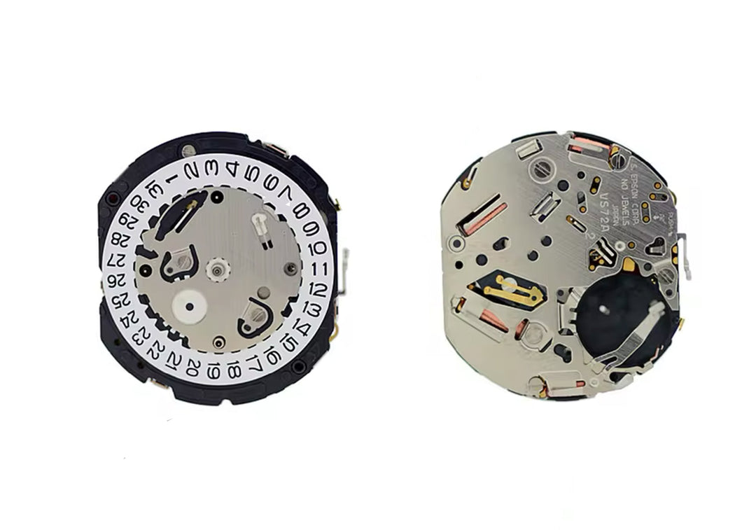 MOVEMENT TMI VS76A, SIZE 12''', 3 EYES, 3 HANDS, STANDARD HAND HEIGHT, TYPE M, LASER MARKING 2 IN THE MOVT, DATE AT 3