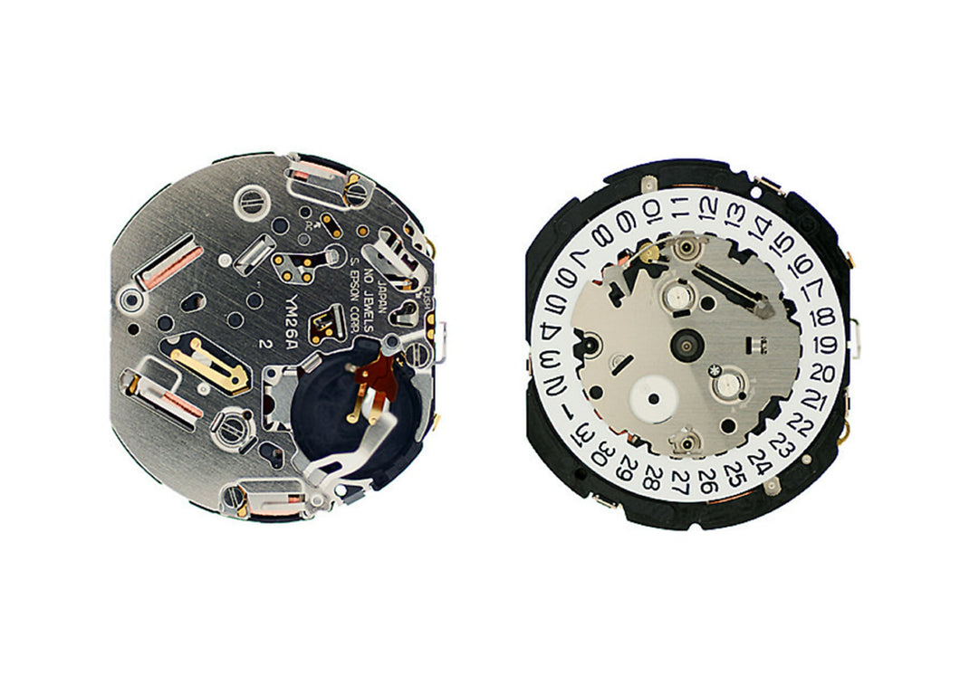 MOVEMENT TMI YM26A, SIZE 12''', 3 HANDS, STANDARD HAND HEIGHT, DATE AT 3