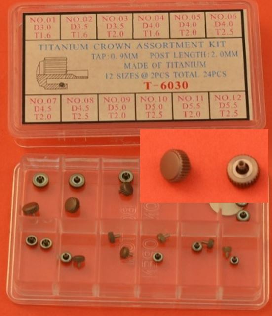 TITANIUM CROWN KIT TAP 0.9X2.0POLE-24PCS
