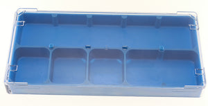 PLASTIC CONTAINER BLUE W/5 GRIDS & COVER