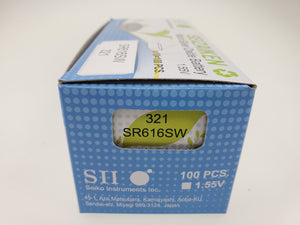 SEIKO SEIZAIKEN SR616SW / 321 Cell Batteries 10pcs Box (100 pieces Per Pack)