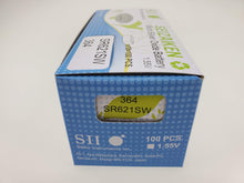 Load image into Gallery viewer, SEIKO SEIZAIKEN SR621SW / 364 Cell Batteries 10pcs Box (100 pieces Per Pack)
