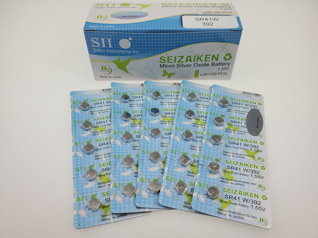 SEIKO SEIZAIKEN SR41W / 392 Cell Batteries 5pcs Card (100 pieces Per Pack)