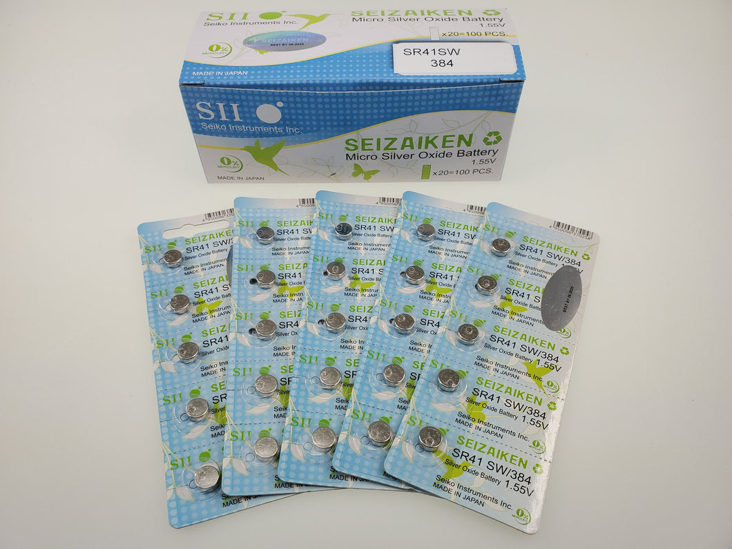 SEIKO SEIZAIKEN SR41SW / 384 Cell Batteries 5pcs Card (100 pieces Per Pack)