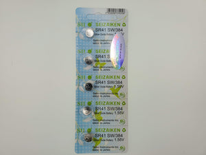 SEIKO SEIZAIKEN SR41SW / 384 Cell Batteries 5pcs Card (100 pieces Per Pack)