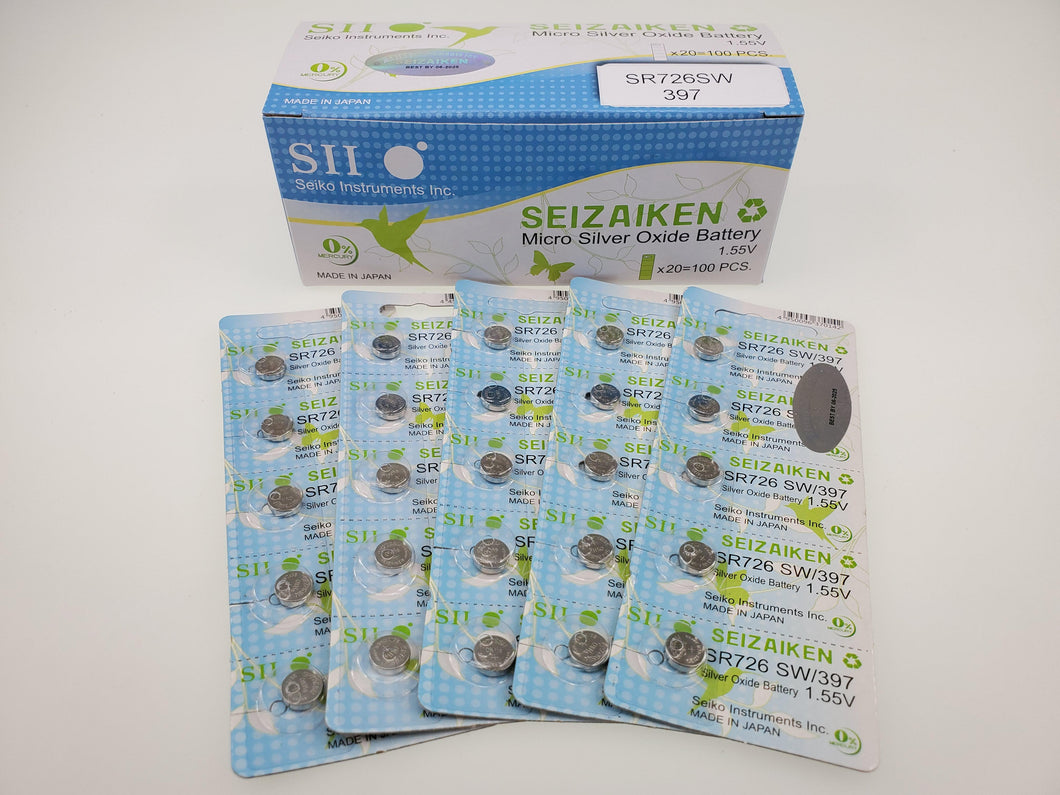 SEIKO SEIZAIKEN SR726SW / 397 Cell Batteries 5pcs Card (100 pieces Per Pack)