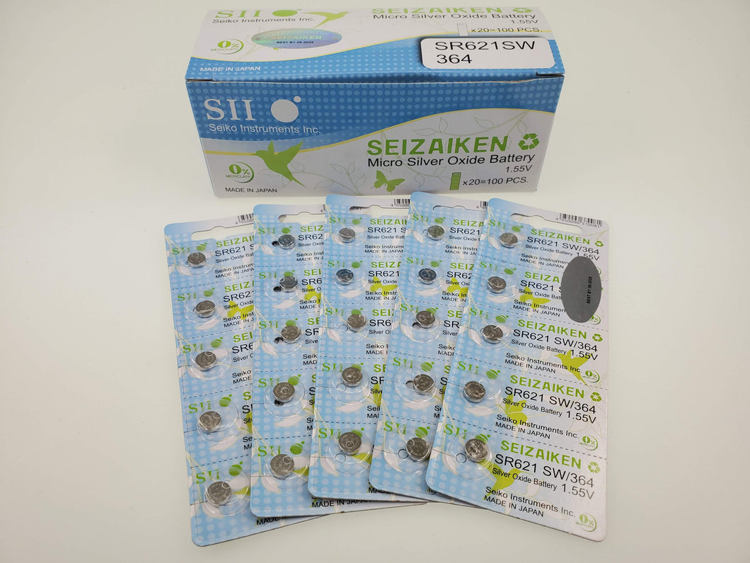 SEIKO SEIZAIKEN SR621SW / 364 Cell Batteries 5pcs Card (100 pieces Per Pack)