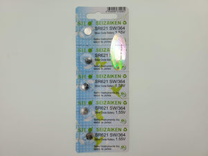 SEIKO SEIZAIKEN SR621SW / 364 Cell Batteries 5pcs Card (100 pieces Per Pack)