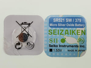 SEIKO SEIZAIKEN SR521SW / 379 Cell Batteries 10pcs Box (100 pieces Per Pack)