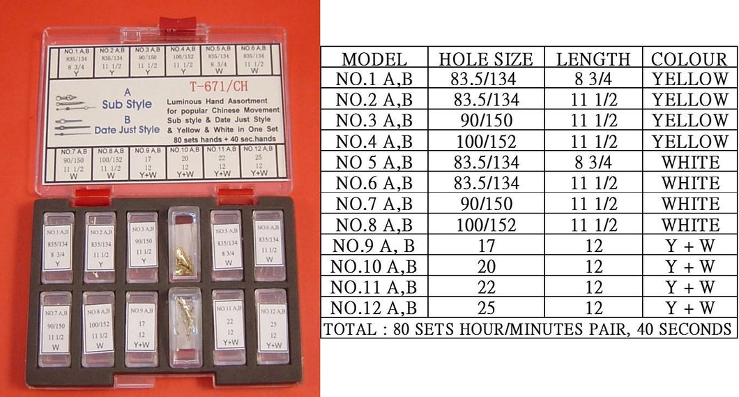 AC-671
Hand Kit For China Mov'T In 2 Color-120Sets