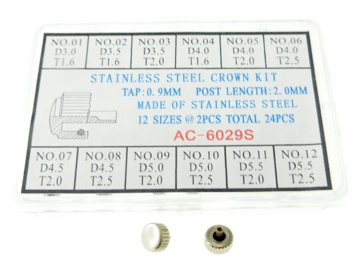 AC-6029S
S/S Crown Kit T0.9 Pl2.0 D3.0-5.5 24Pcs/Set