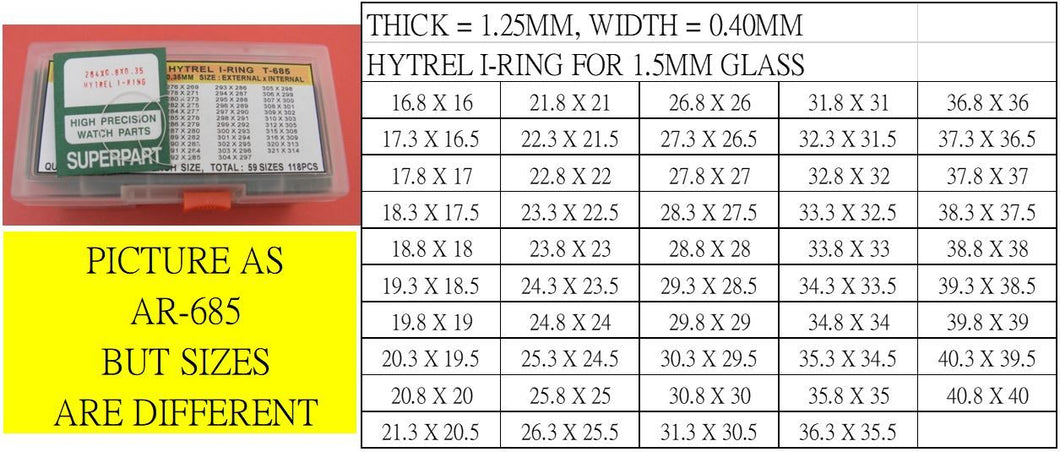 AR-6008G15
Swiss Quality Hytrel I-Ring Height 1.25-98