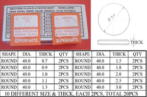 FLAT ROUND RECUTTING GLASS KIT 0.7-3.0MM-20