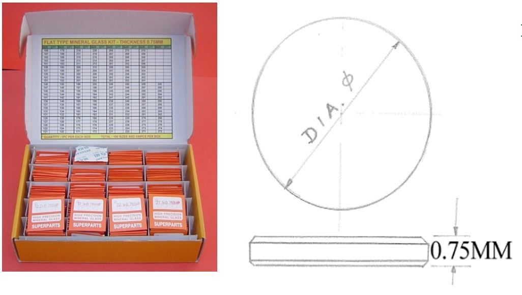 0.75 THICK ROUND FLAT GLASS 281-310/150PCS