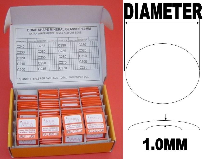 1.0 DOUBLE DOME RND GLASS KIT 200-330/100PCS