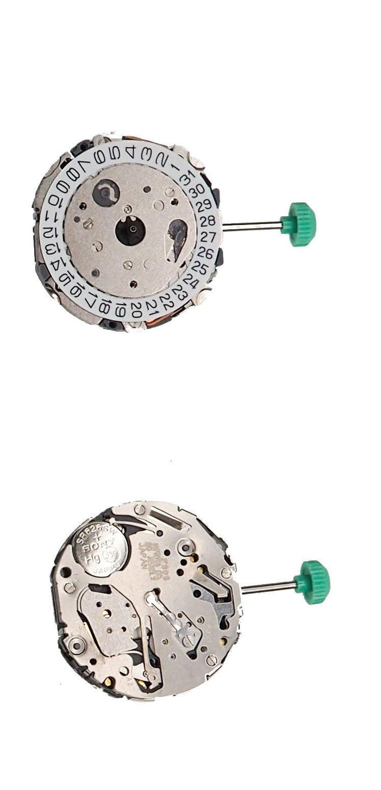 Movement Miyota Fs03, Size 10 1/2''', For Slanted Push Button, 3 Hands, High Hand, Date At 4 Tilt