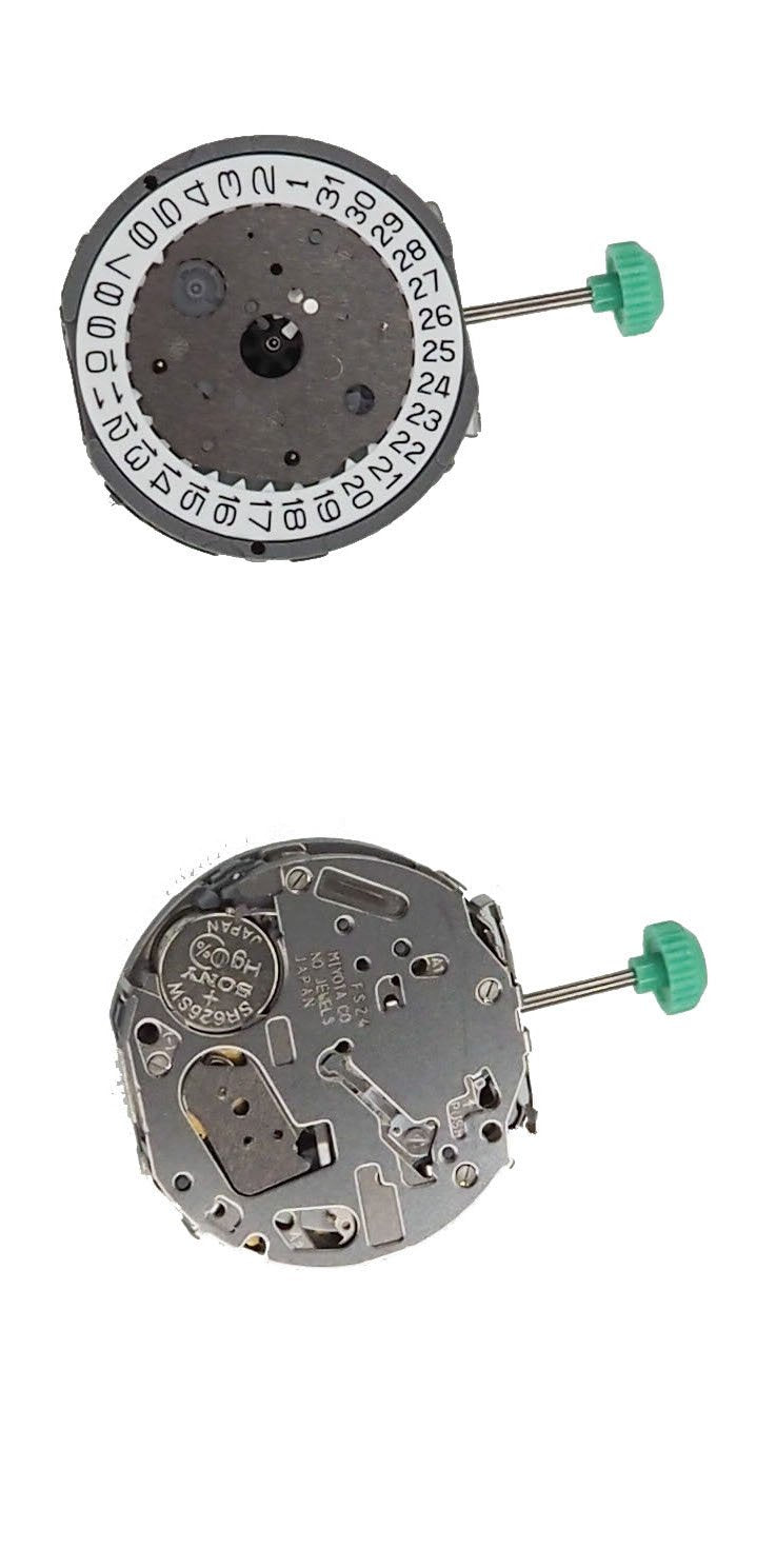 Movement Miyota Fs24, Size 10 1/2''', For Parallel Push Button, 3 Hands, High Hand, Date At 4 Tilt