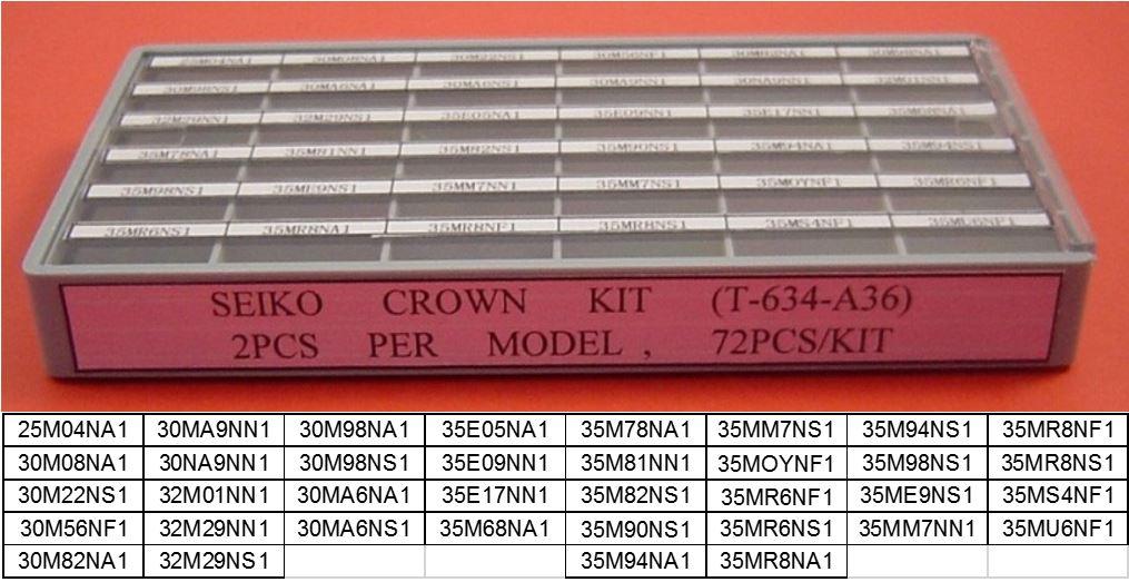 AC-SKC-634A36
Genuine S/S Crown Kit For Seiko -72Pcs